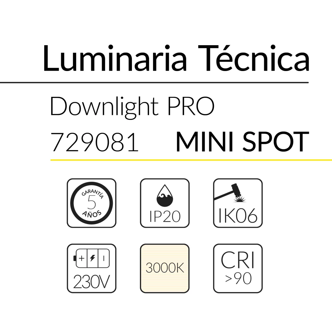 1.2 DOWNLIGHT PRO MINI SPOT 2W 38D 3000K BLANCO BLUELed 729081 efecto hover Solmad