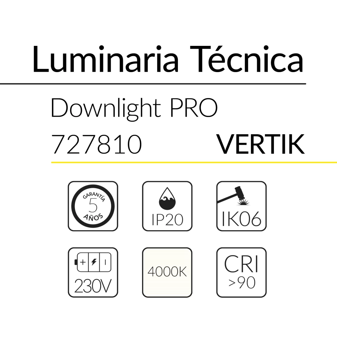 1.2 DOWNLIGHT PRO VERTIK 7W 36D 4000K BLANCO BLUELed 727810 efecto hover Solmad