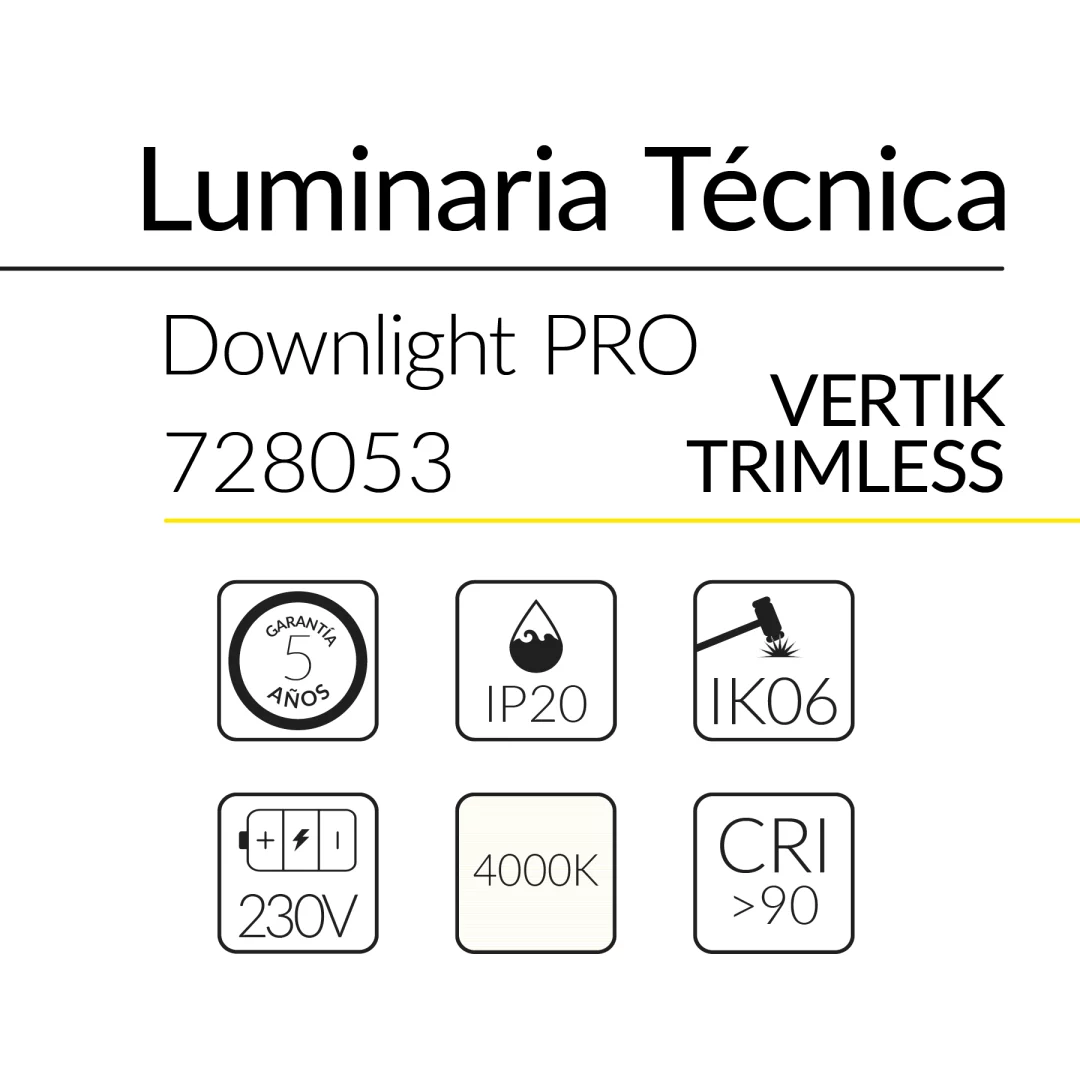 1.2 DOWNLIGHT PRO VERTIK TRIMLESS 5W 36D 4000K BLANCO BLUELed 728053 efecto hover Solmad
