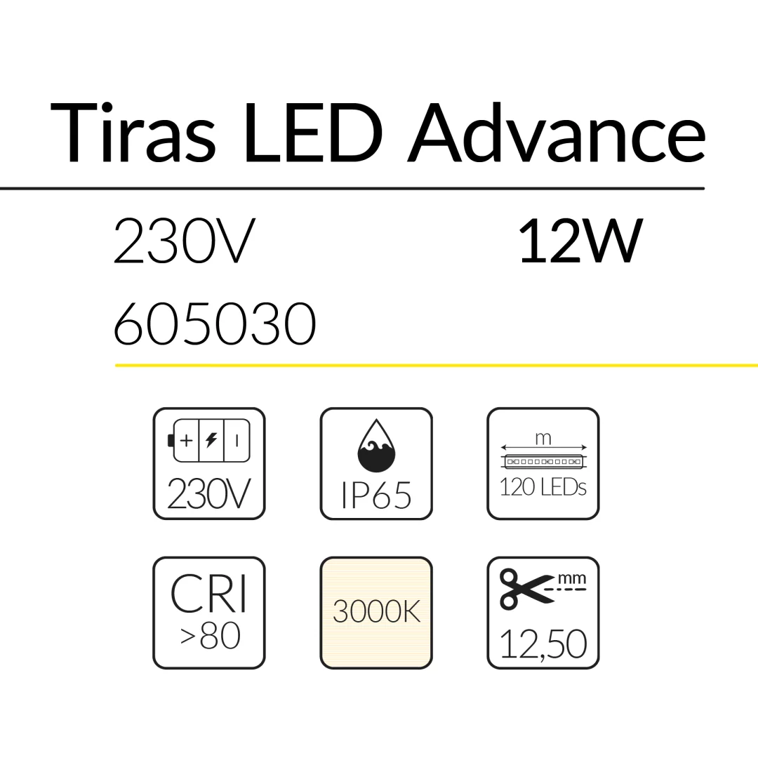1.2 TIRA LED ADVANCE STANDAR 230V 12W 3000K IP65 605030 BLUELed efecto hover 1 Solmad