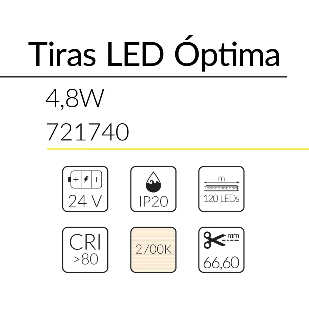1.2 TIRA LED OPTIMA 4,8W 24V 2700K IP20 BLUELed 721740 efecto hover 1 Solmad