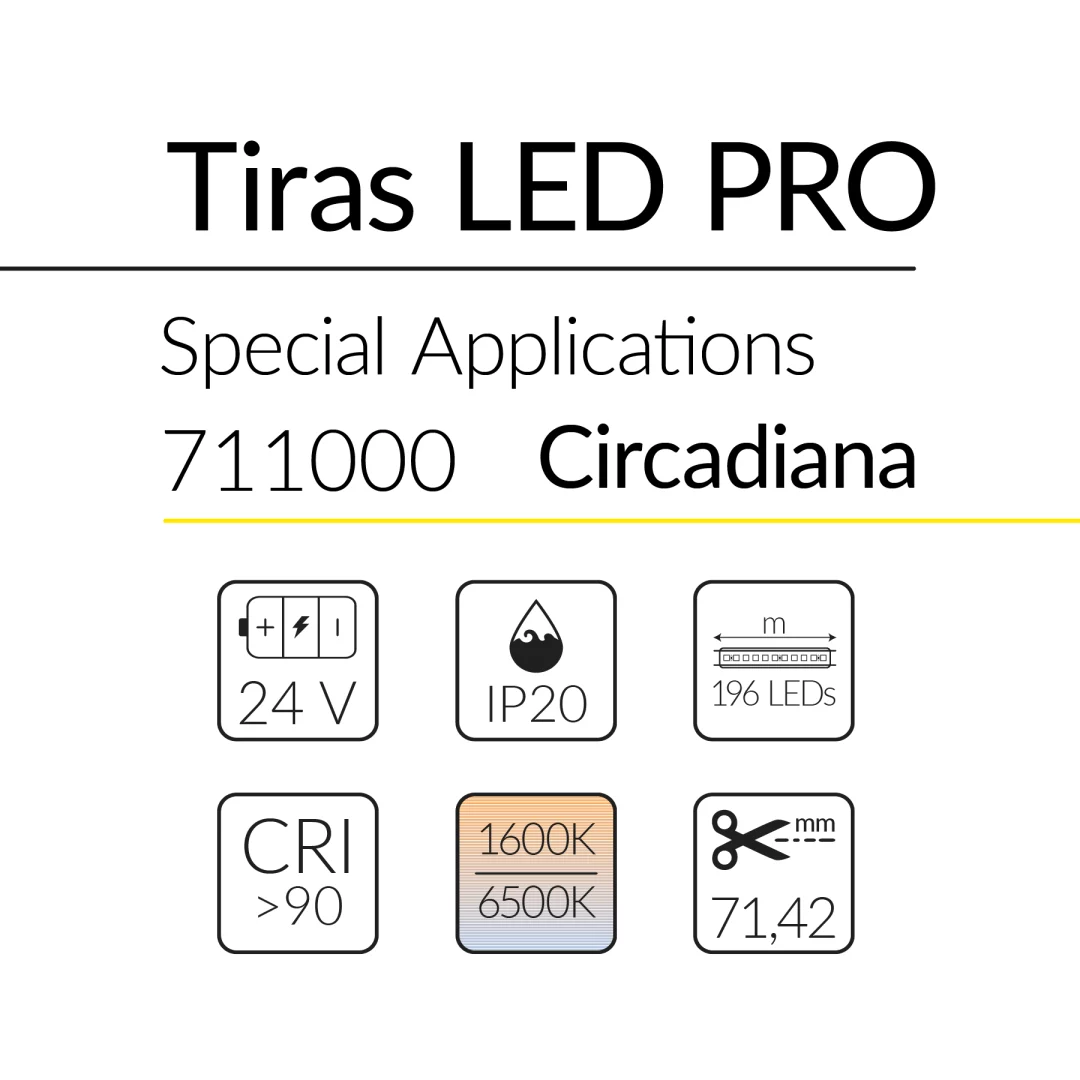 1.2 TIRA LED PRO CIRCADIAN 20W 24V 1600 6500K IP20 BLUELed 711000 efecto hover 1 Solmad