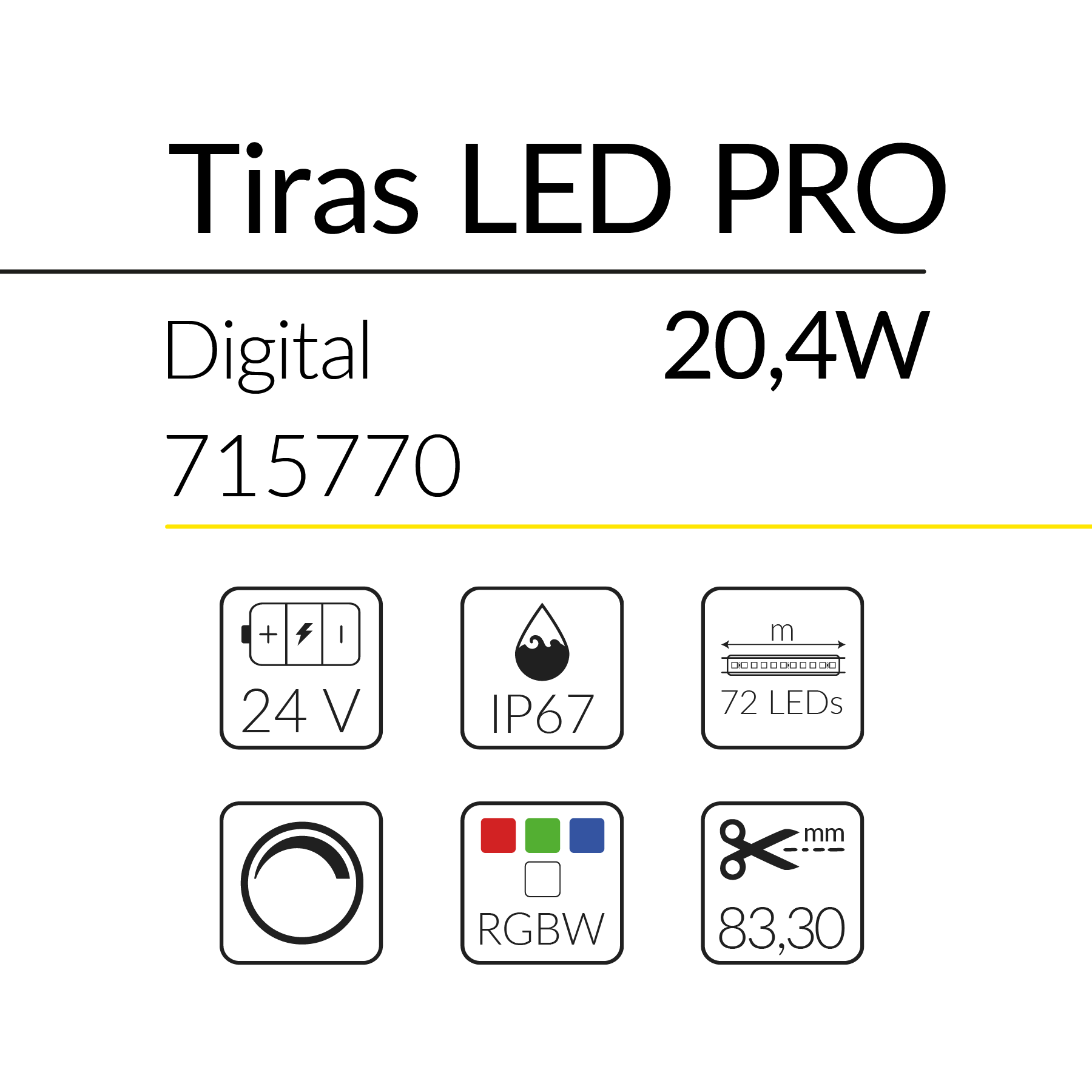 1.2 TIRA LED PRO DIGITAL 20,4W RGBW 24V IP67 BLUELed 715770 efecto hover 1 Solmad