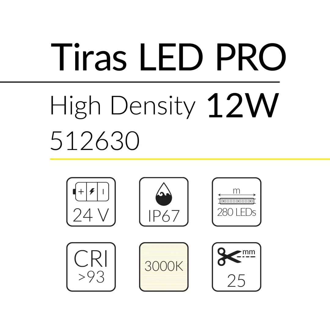10.2 TIRA LED PRO HIGH DENSITY 12W 24V 3000K IP67 BLUELed 512630 efecto hover Solmad