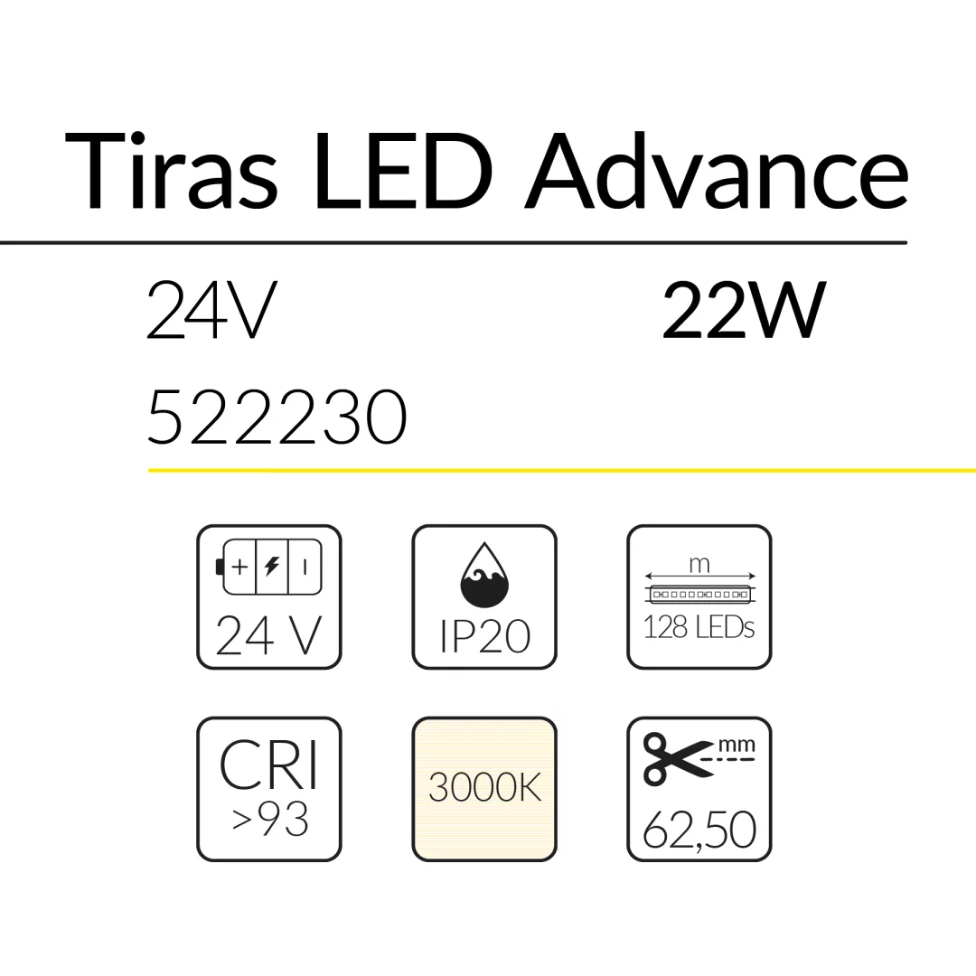 2.2 TIRA LED ADVANCE 24V 22W 3000K IP20 BLUELed 522230 efecto hover 1 Solmad