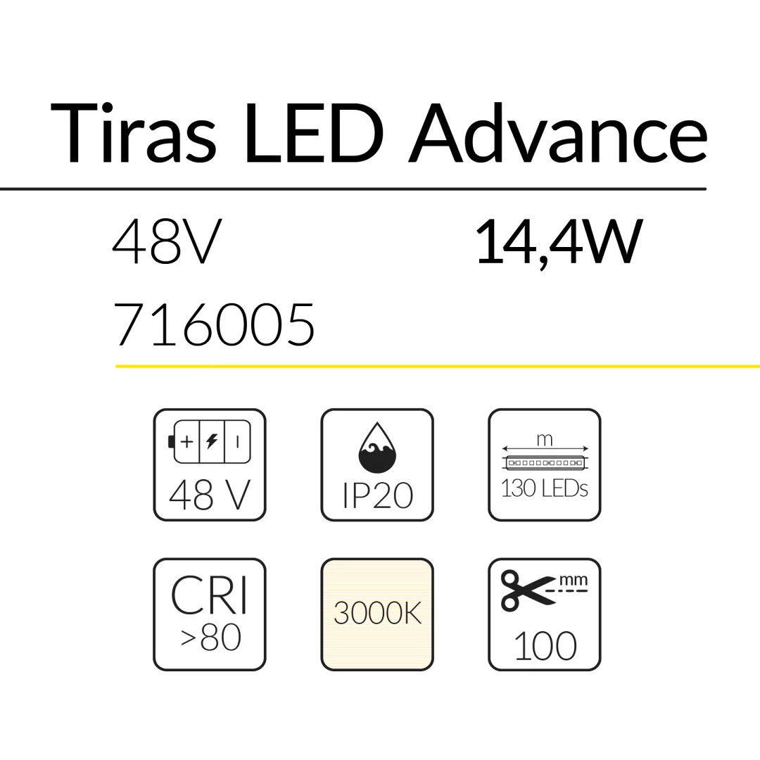2.2 TIRA LED ADVANCE 48V 14,4W 3000K IP20 BLUELed 716005 efecto hover 1 Solmad