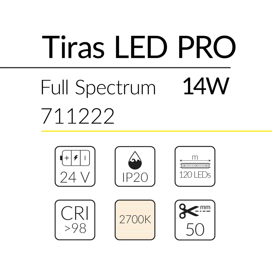 2.2 TIRA LED FULL SPECTRUM 14W 24 V2700K IP20 BLUELed 711222 efecto hover Solmad