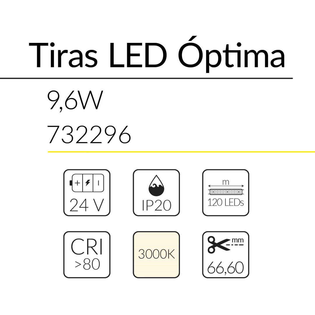 2.2 TIRA LED OPTIMA 9,6W 24V 3000K IP20 BLUELed 732296 efecto hover 1 Solmad