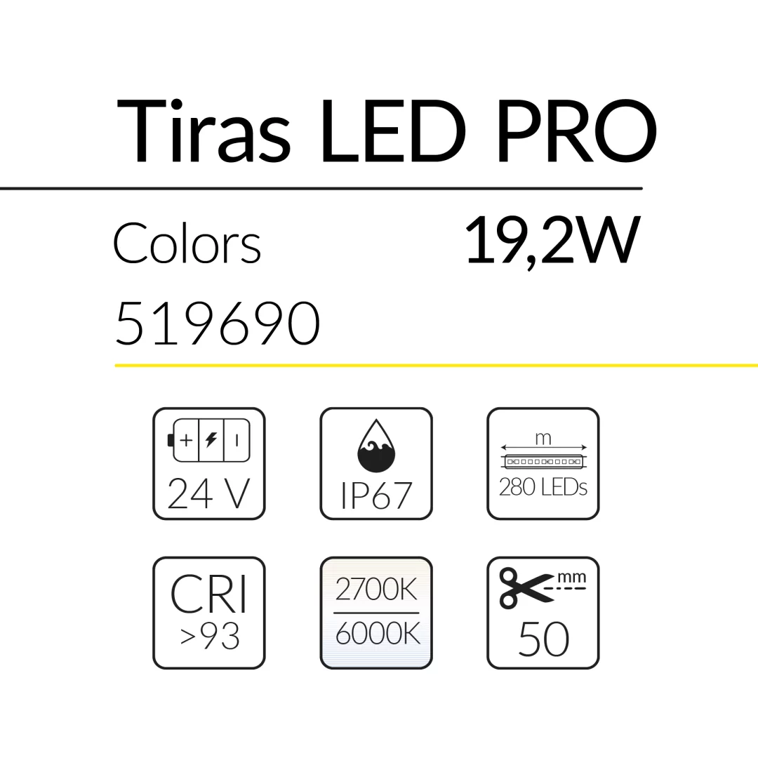 2.2 TIRA LED PRO BLANCO DUAL 19,2W 24V CCT 2700K&ndash;6000K IP67 BLUELed 519690 efecto hover 1 Solmad