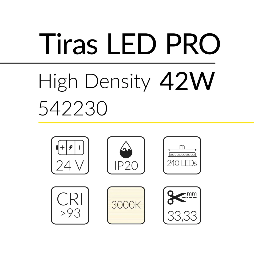 2.2 TIRA LED PRO HIGH DENSITY 42W 24V 3000K IP20 BLUELed 542230 efecto hover Solmad