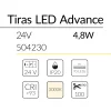 3.2 TIRA LED ADVANCE 24V 4,8W 3000K IP20 BLUELed 504230 efecto hover 1 Solmad