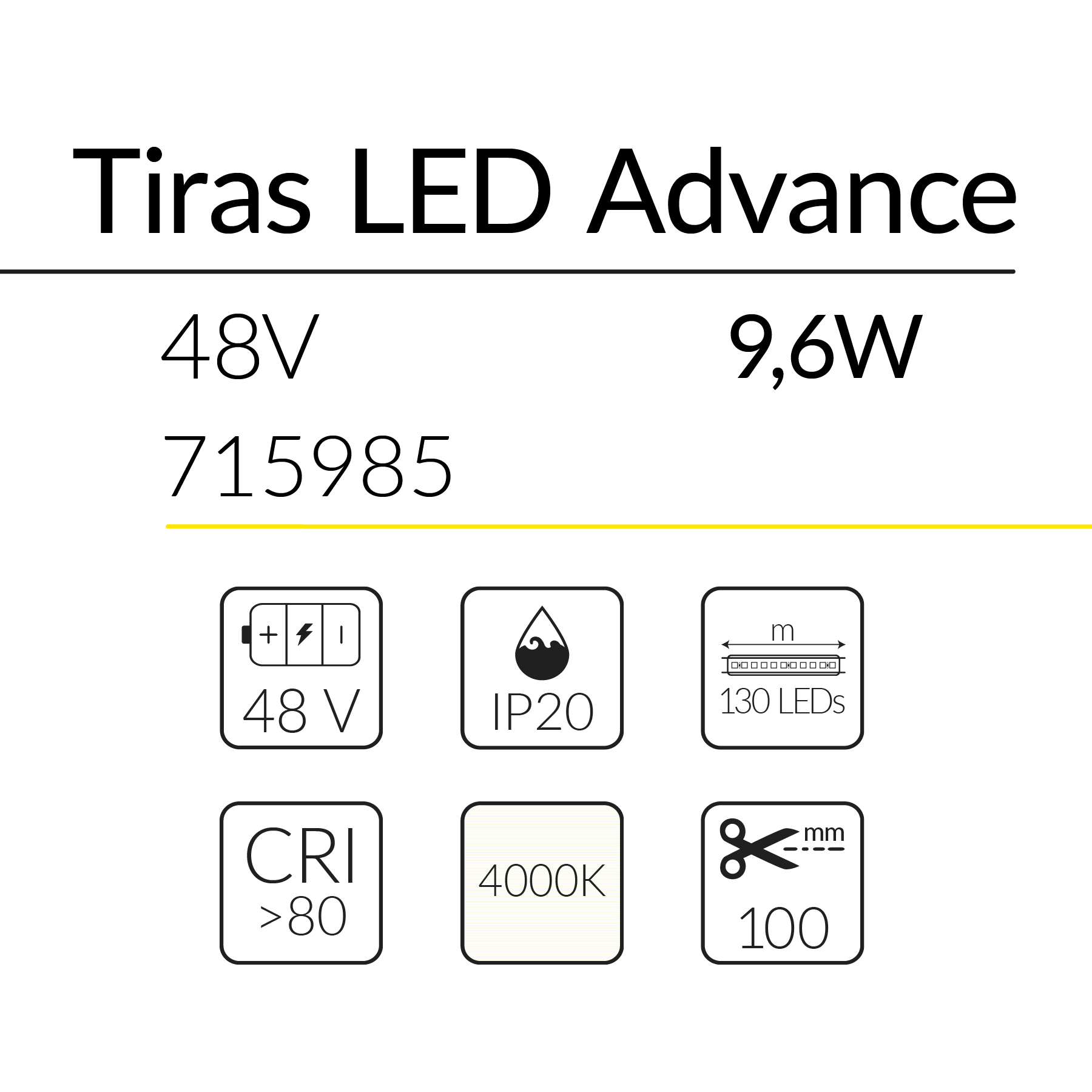 3.2 TIRA LED ADVANCE 48V 9,6W 4000K IP20 BLUELed 715985 efecto hover 1 Solmad