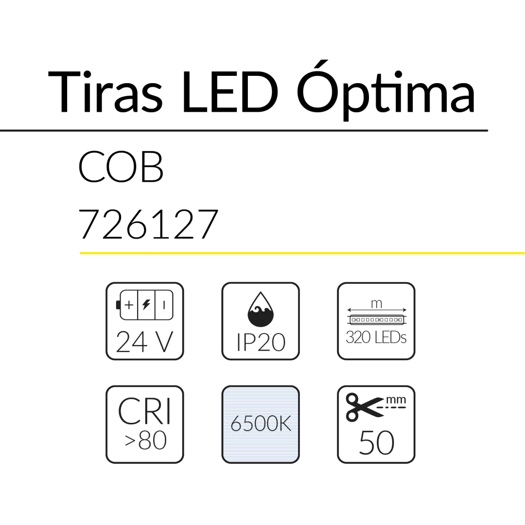 4.1 TIRA LED OPTIMA COB 10W 24V 6500K IP20 BLUELed 726127 efecto hover 1 Solmad