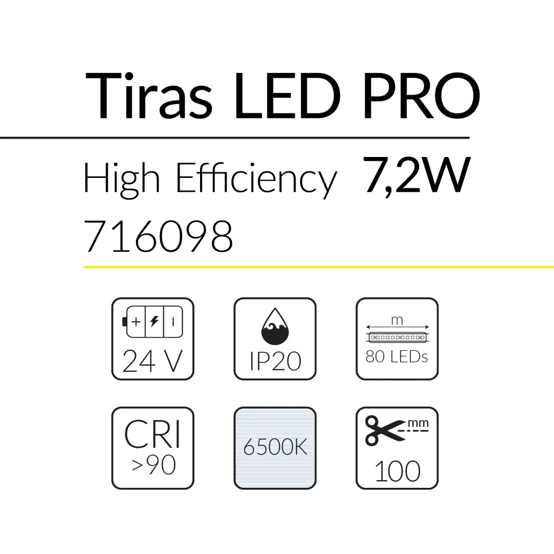 4.2 TIRA LED PRO HIGH EFFICIENCY 7,2W 24V 6500K IP20 BLUELed 716098 efecto hover Solmad