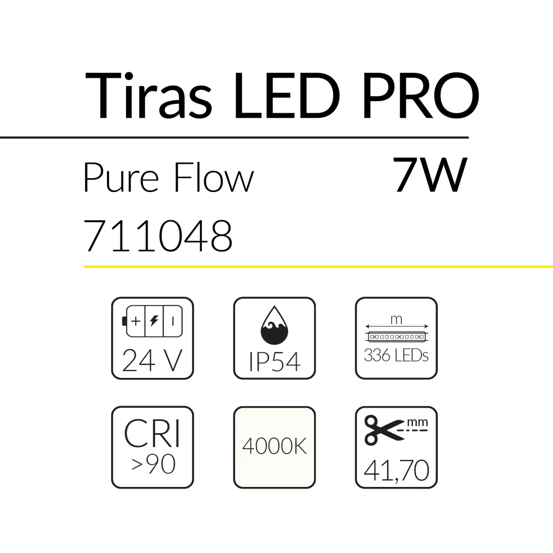 4.2 TIRA LED PURE FLOW 7W 24V 4000K IP54 BLUELed 711048 efecto hover Solmad