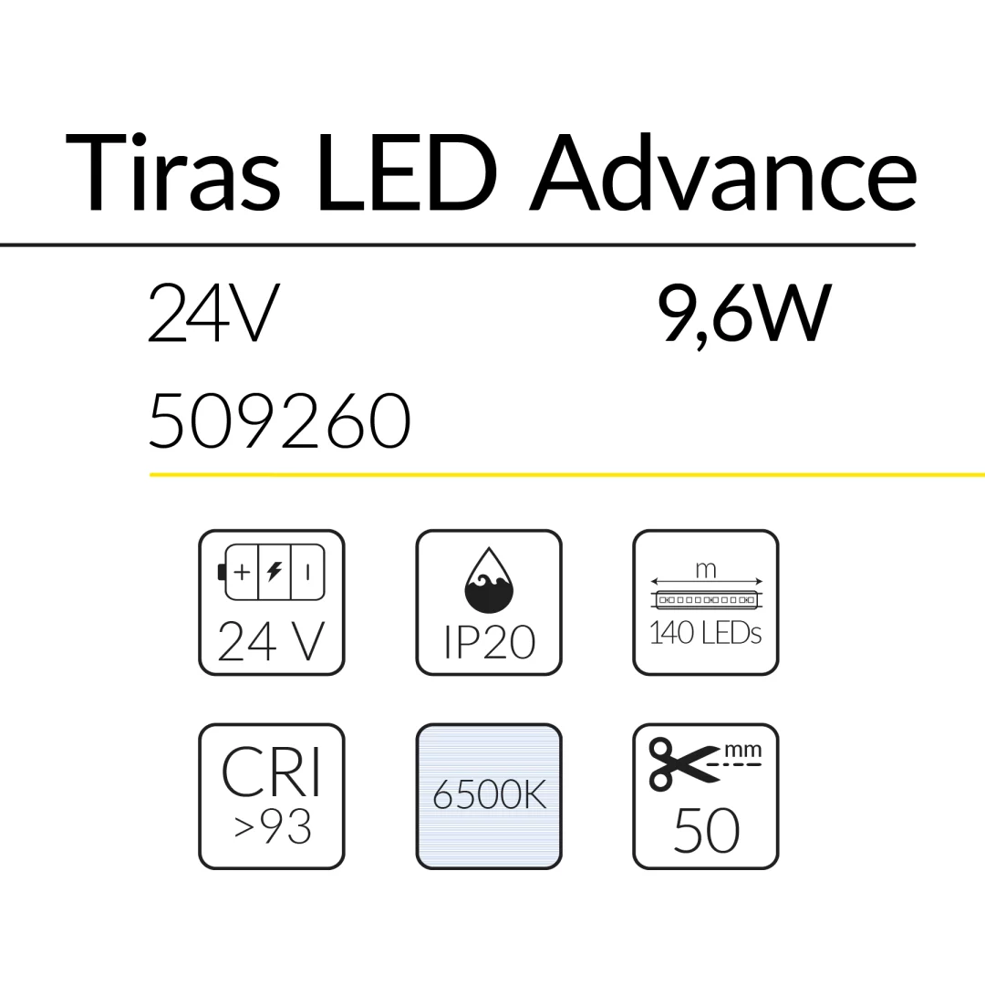 5.2 TIRA LED ADVANCE 24V 9,6W 6500K IP20 BLUELed 509260 efecto hover 1 Solmad