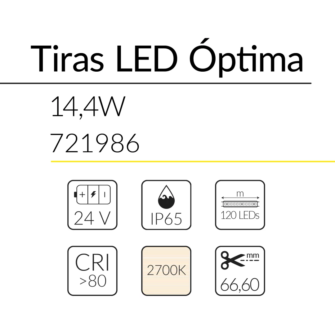 5.2 TIRA LED OPTIMA 14,4W 24V 2700K IP65 BLUELed 721986 efecto hover 1 Solmad