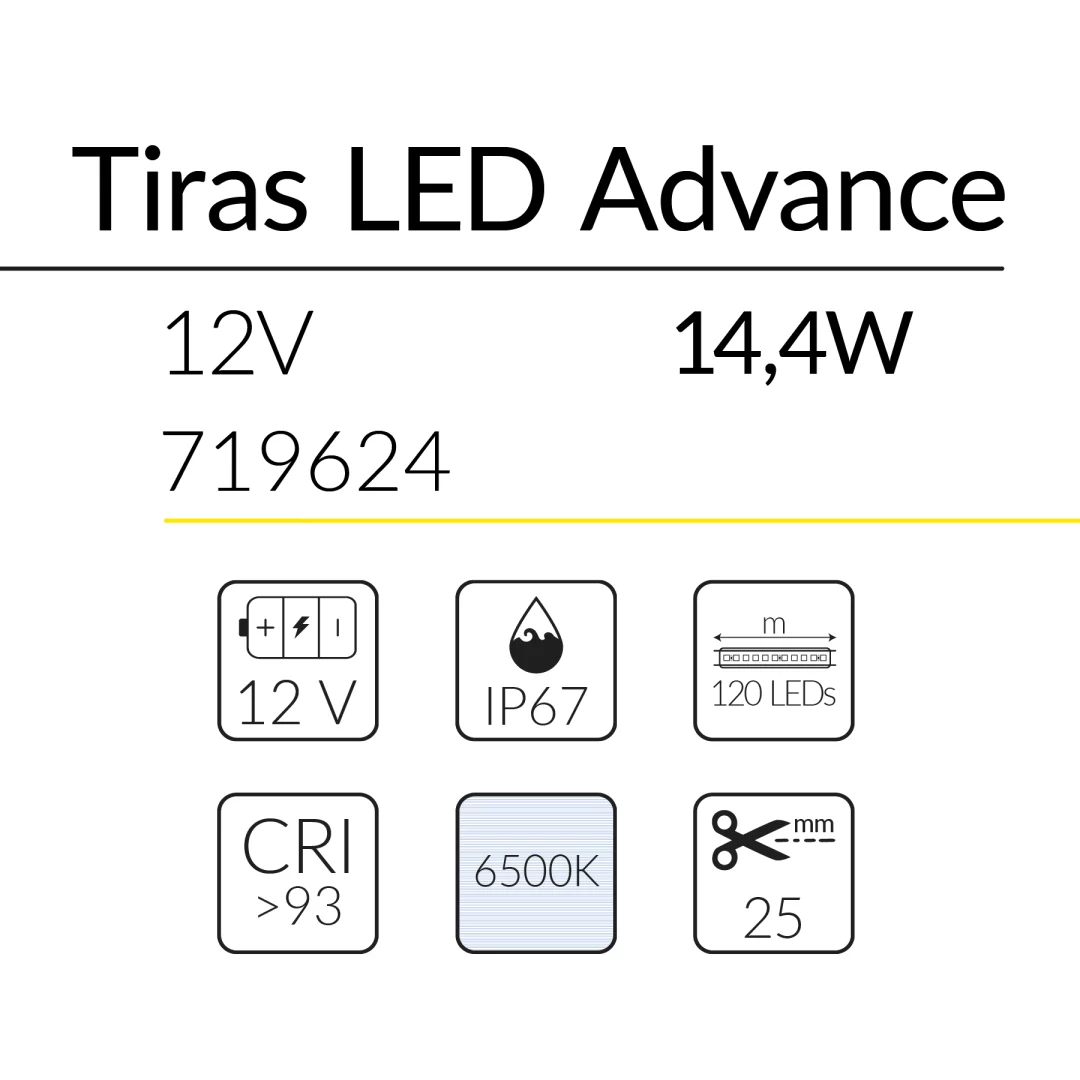 6.2 TIRA ADVANCE 12V 14,4W 6500K IP67 BLUELed 719624 efecto hover 1 Solmad