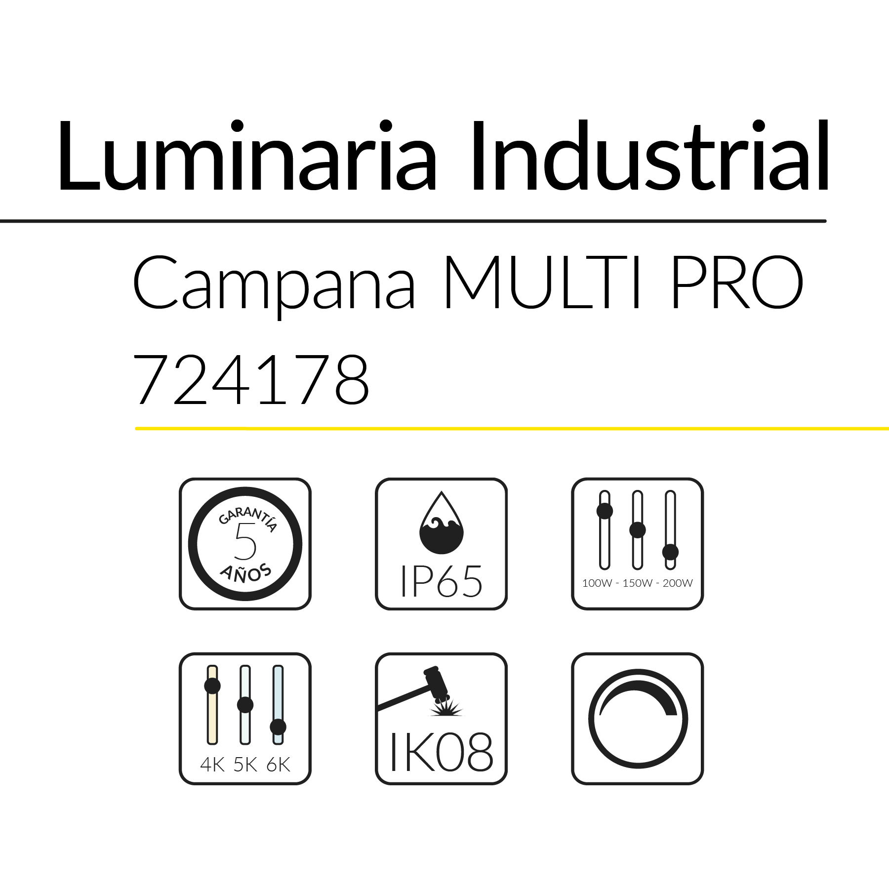 1.2 CAMPANA MULTI PRO 100W 150W 200W 4K 5K 6K v2 BLUELed 724178 efecto hover Solmad