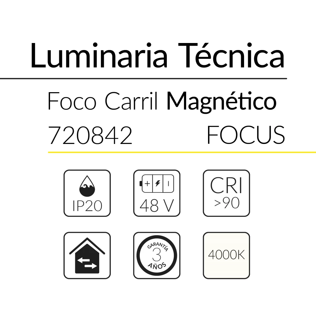 1.2 FOCO CARRIL MAGN&Eacute;TICO 48V FOCUS 12W 48V 4000K BLANCO BLUELed 720842 efecto hover