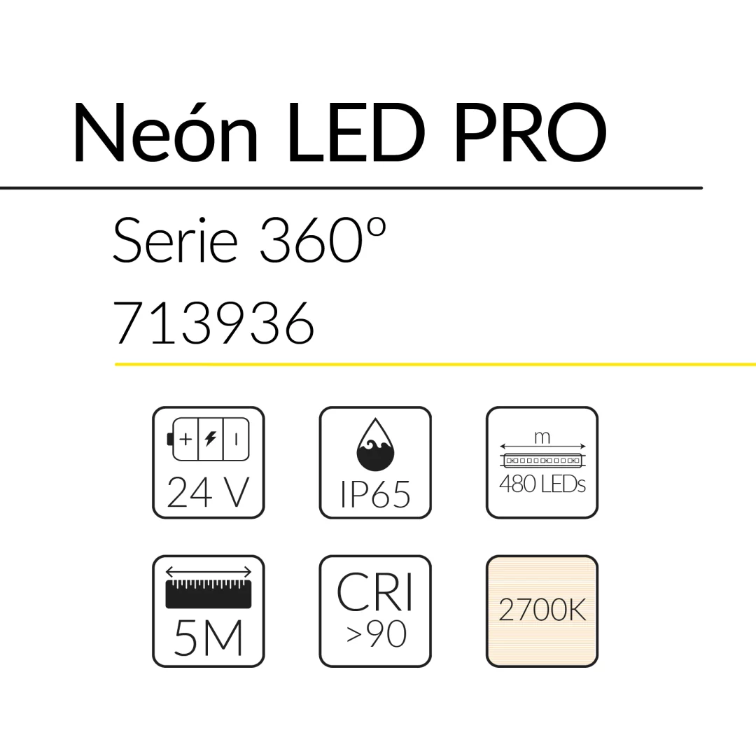 1.2 NEON LED PRO 360D 12W 24V 2700K IP65 BLUELed 713936 efecto hover 1 Solmad