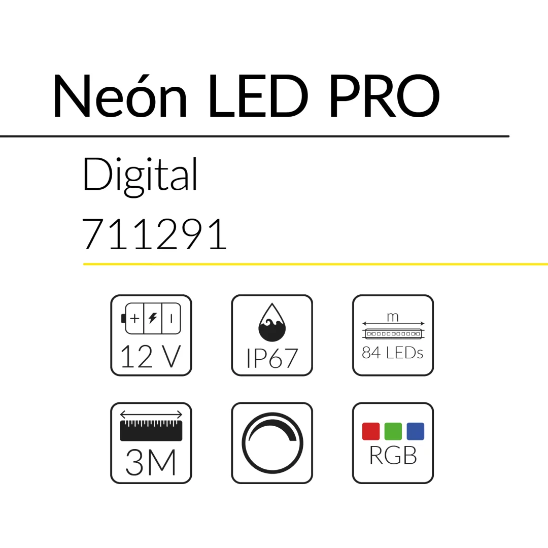 1.2 NEON LED PRO DIGITAL 18W 12V P.P. RGB IC1903 SIDE BEND BLUELed 711291 efecto hover 1 Solmad