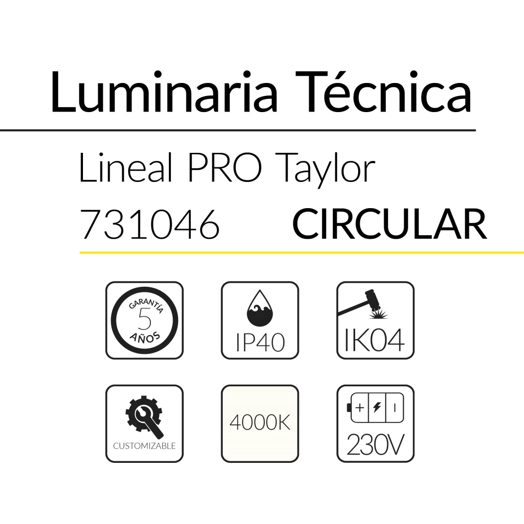 1.2 TAYLOR CIRCULAR 52W 4000K NEGRO 35x35mm 600mm diam BLUELed 731046 efecto hover