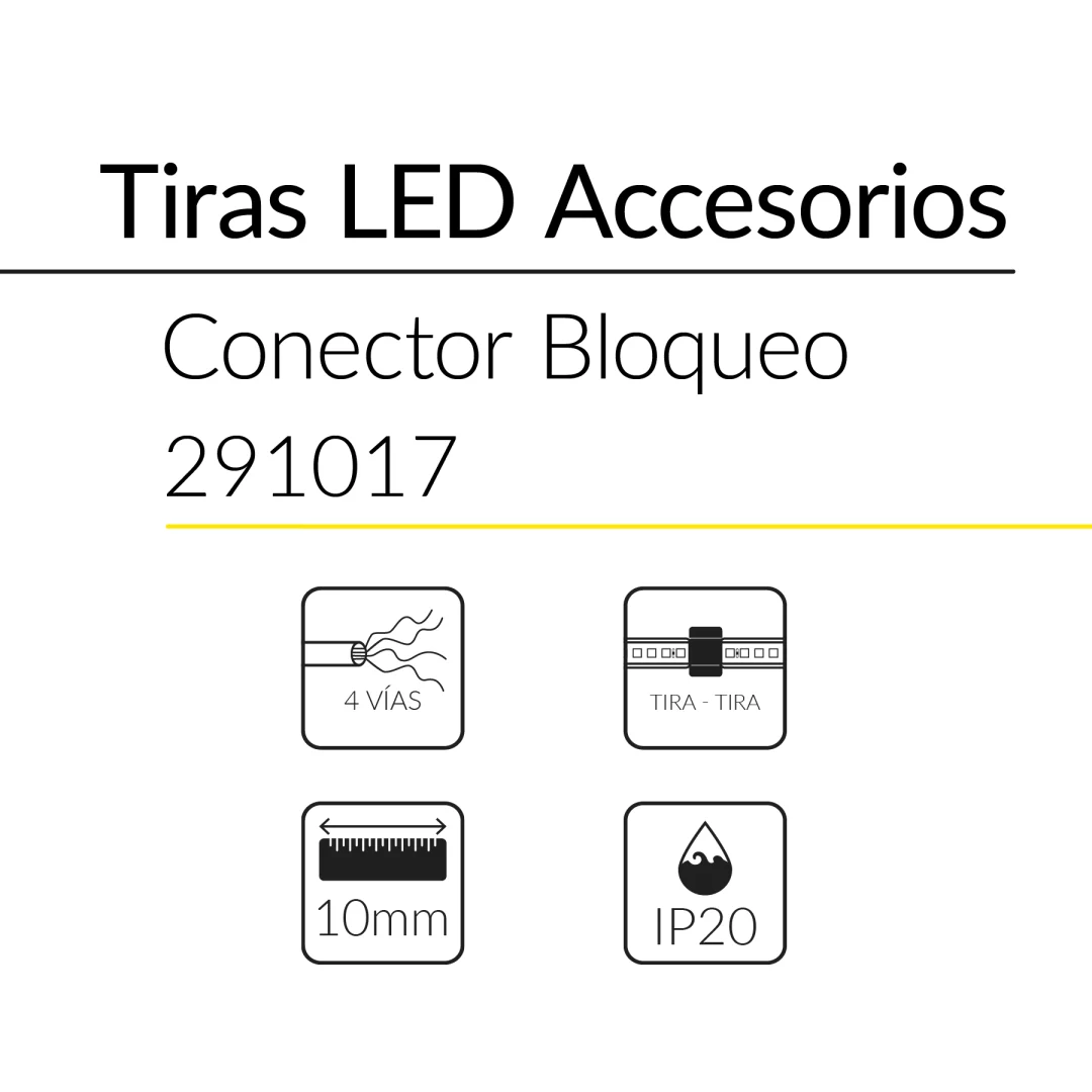 11.2 CONECTOR BLOQUEO TIRA TIRA 10 mm 4 VIAS BLUELed 291017 efecto hover Solmad