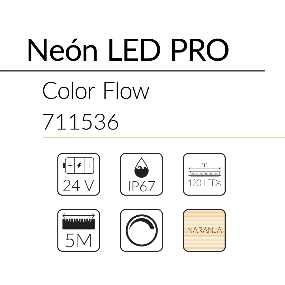 11.2 NEON LED PRO COLOR FLOW 9W 24V NARANJA IP68 BLUELed 711536 efecto hover 1 Solmad