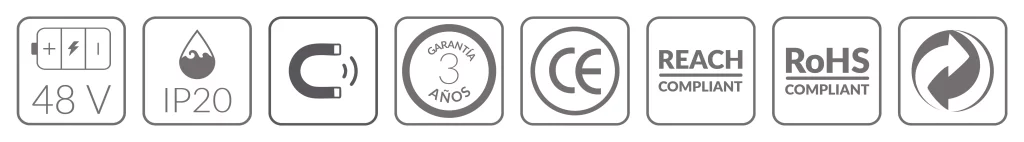 2 CONECTOR DE RED CARRIL MAGN&Eacute;TICO 48V WOVEN TRACK NEGRO BLUELed 720965 Iconos Solmad