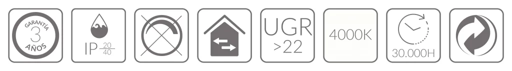 2 PANEL ADVANCE 60x60cms 34W 4000K BLUELed 720514 Iconos Solmad