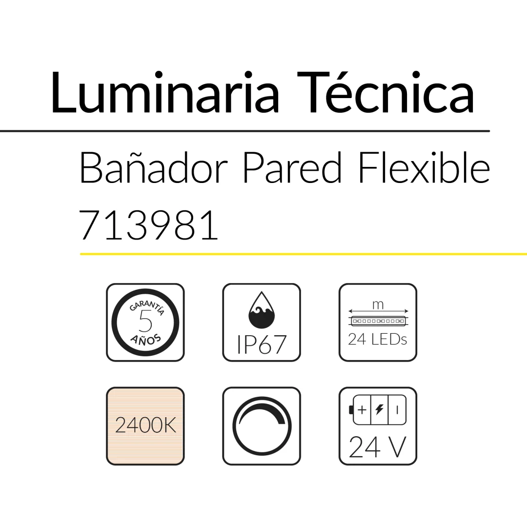 2.2 BA&Ntilde;ADOR FLEXIBLE 18W 24V 2400K GRIS 5M BLUELed 713981 efecto hover Solmad