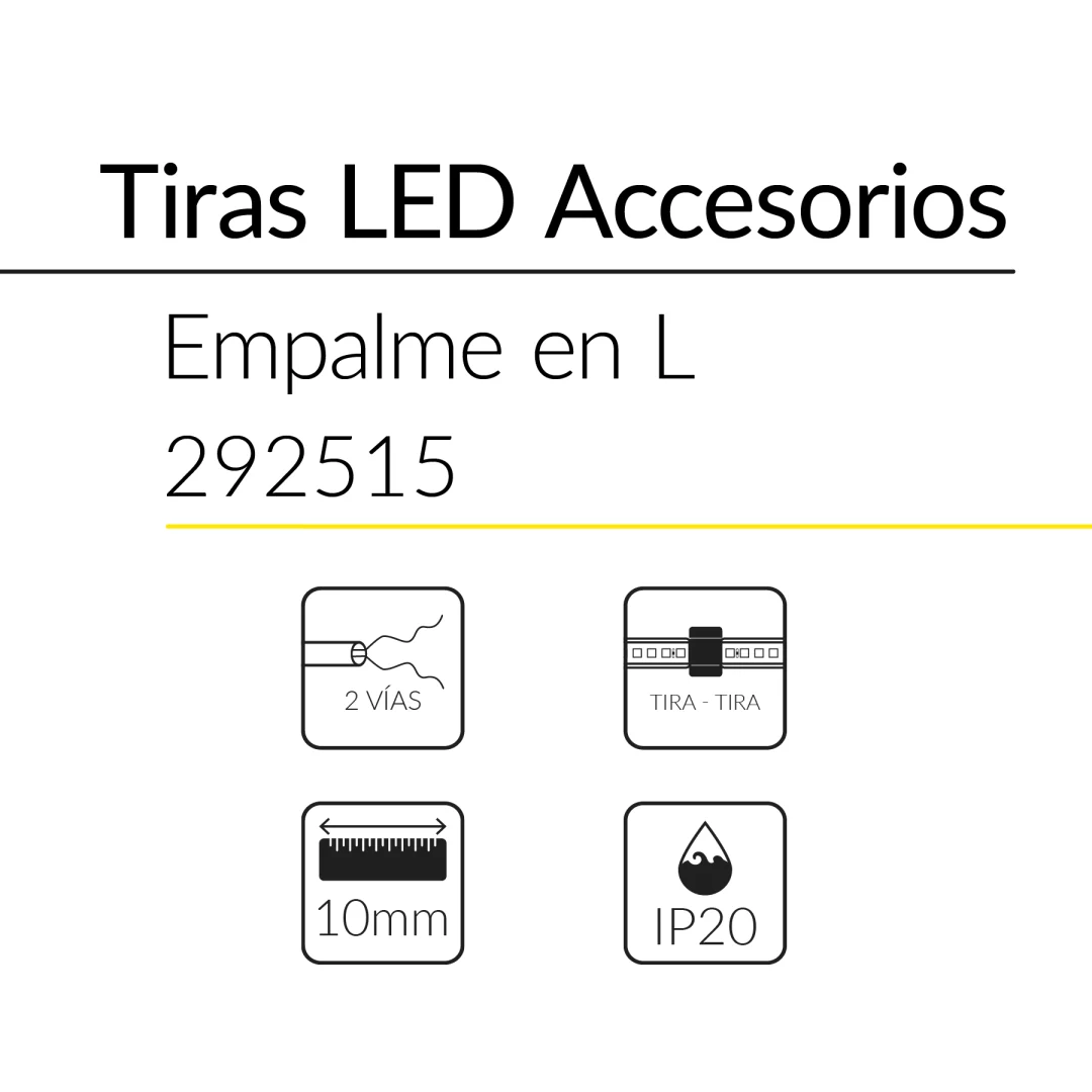 2.2 EMPALME L TIRA LED 10 mm 2 VIAS BLUELed 292515 efecto hover Solmad