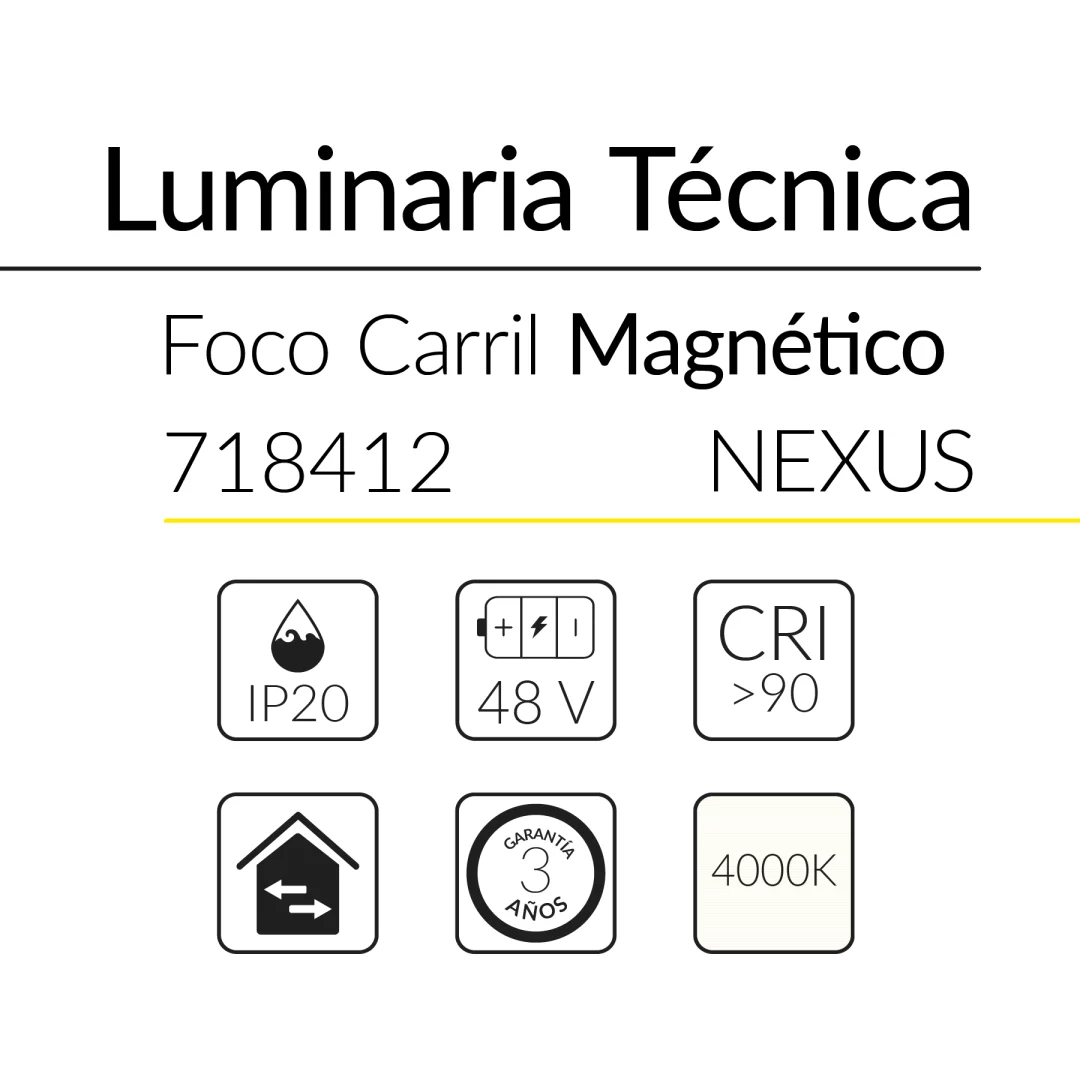 2.2 FOCO CARRIL MAGN&Eacute;TICO 48V NEXUS 9x2W 48V 4000K NEGRO BLUELed 718412 efecto hover Solmad