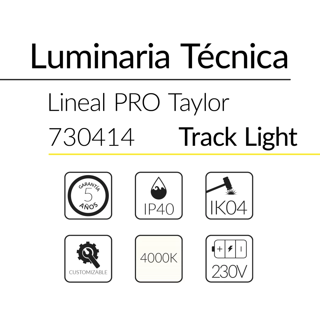 2.2 TAYLOR LINEAL TRACK LIGHT 24W 4000K NEGRO 50x60mm 850mm BLUELed 730414 efecto hover