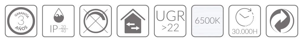 3 PANEL ADVANCE 60x60cms 34W 6500K BLUELed 720521 Iconos Solmad