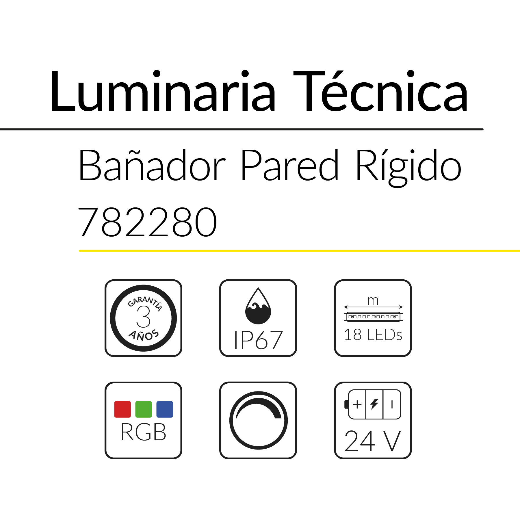 3.2 BA&Ntilde;ADOR DE PARED 22W 24V RGB IP65 500mm BLUELed 782280 efecto hover Solmad