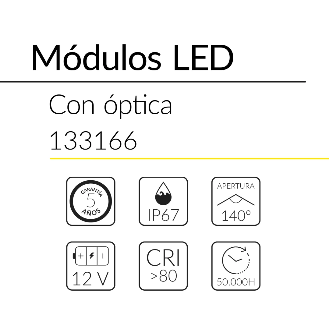 3.2 MODULO LED CON OPTICA 3LED 1.2W 6500K ADHESIVO IP67 BLUELed 133166 efecto hover Solmad