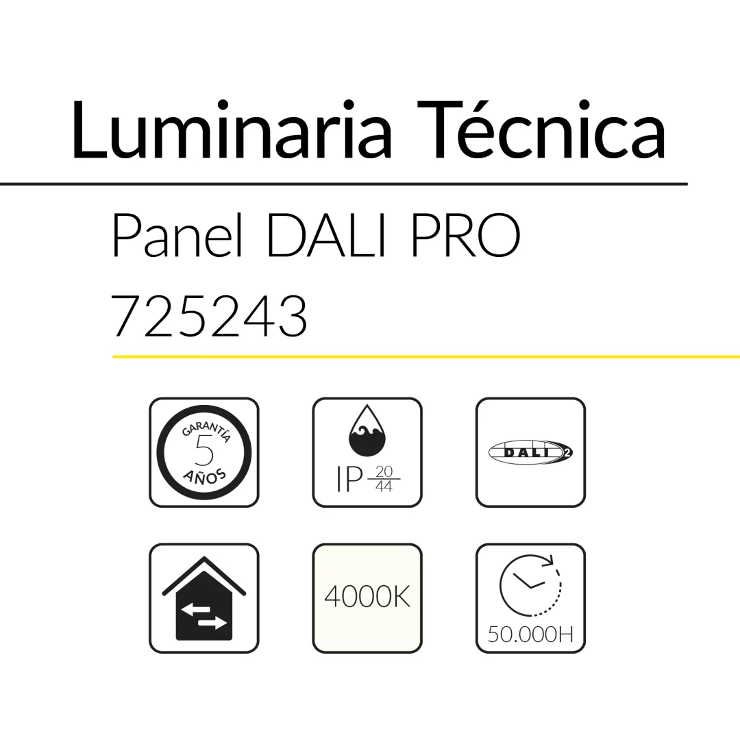 3.2 PANEL DALI PRO 60x60cms 34W 3000K UGR 19 IP44 BLUELed 725243 efecto hover Solmad