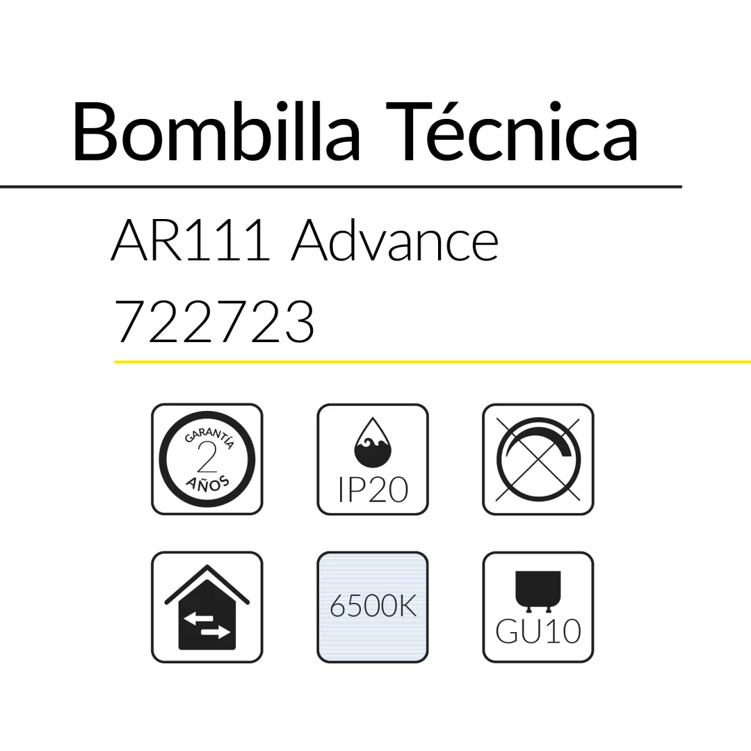 4.2 BOMBILLA AR111 ADVANCE 12W 230V 30D GU10 6500K BLUELed 722723 efecto hover Solmad
