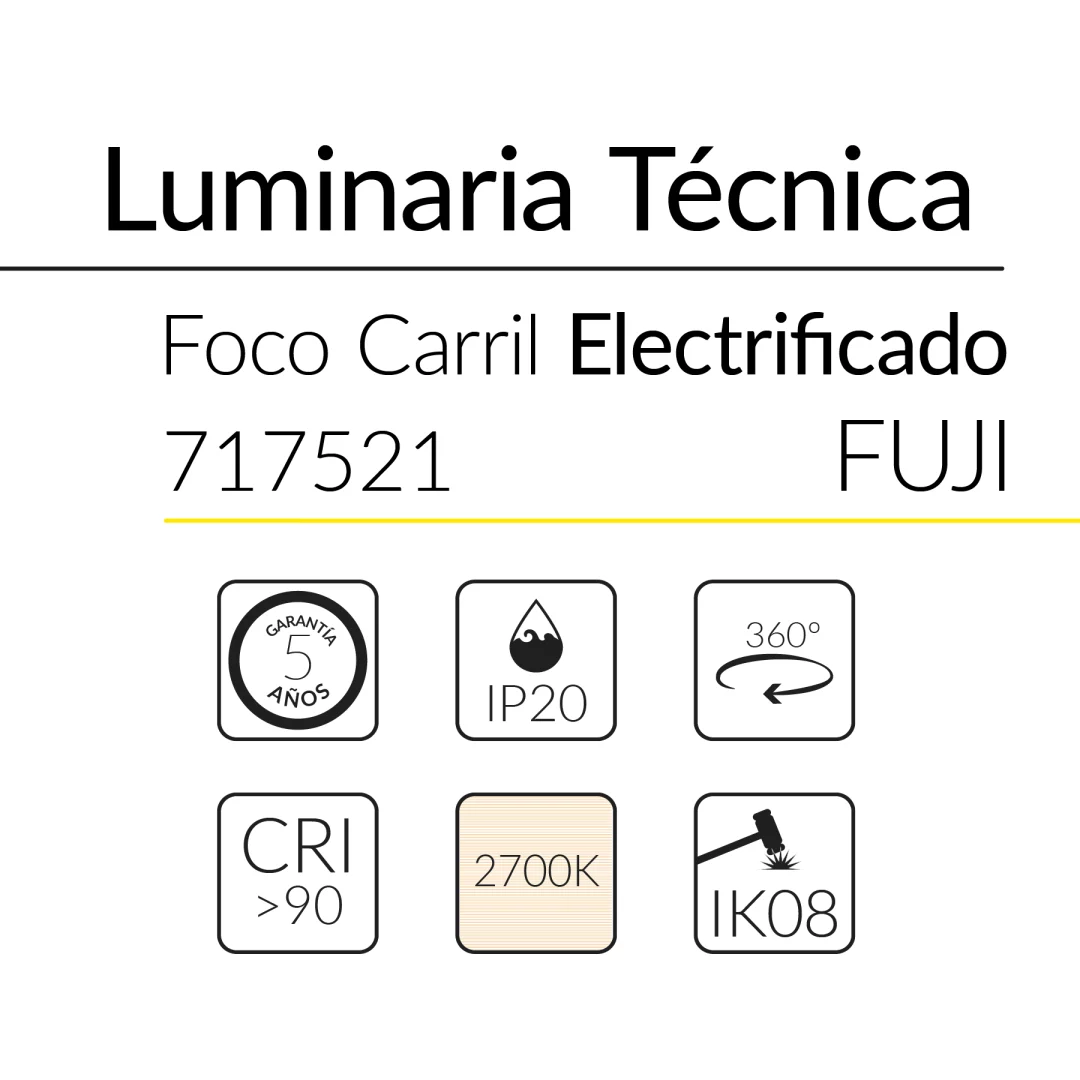 5.2 FOCO CARRIL FUJI 30W 3000K 36&ordm; BLANCO BLUELed 717521 efecto hover Solmad