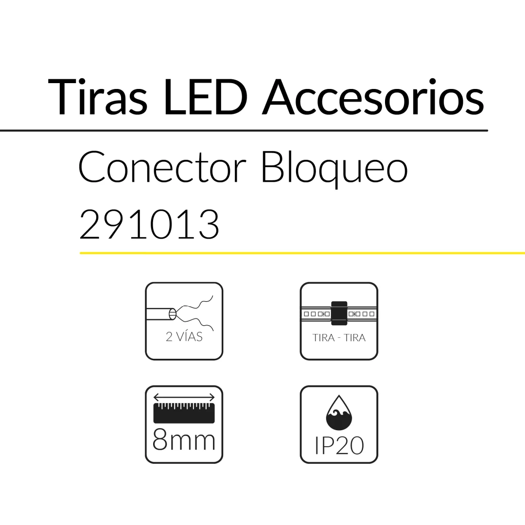7.2 CONECTOR BLOQUEO TIRA TIRA 10 mm 2 VIAS BLUELed 291013 efecto hover Solmad