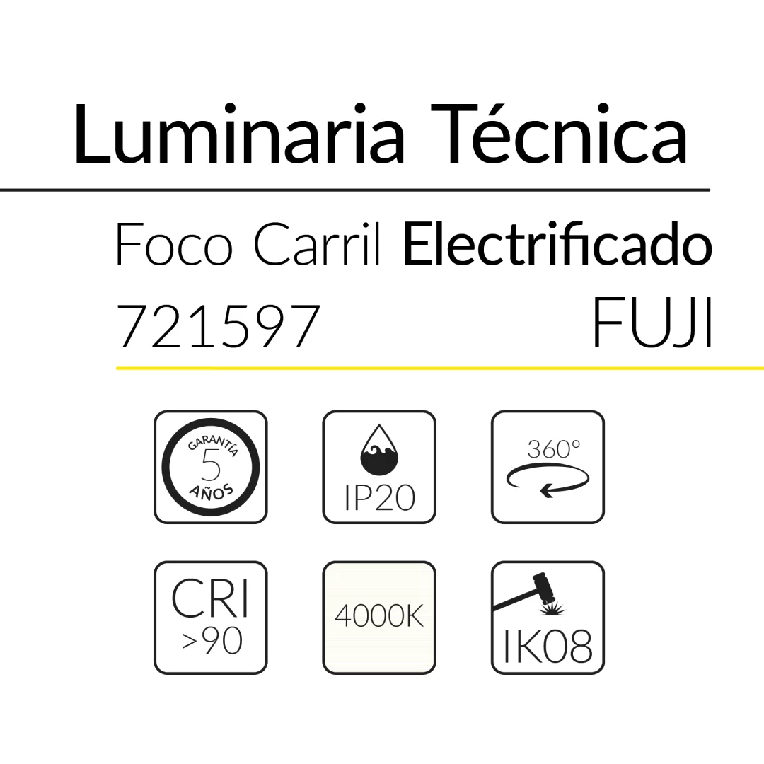 7.2 FOCO CARRIL FUJI 40W 4000K 36D NEGRO BLUELed 721597 efecto hover Solmad