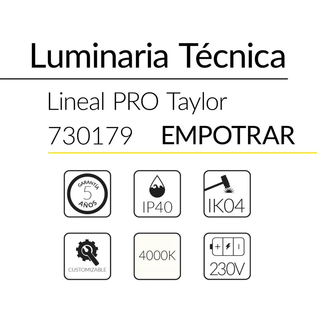 10.2 Taylor Lineal Empotrar 24W 4000K Negro 70x60mm 850mm BLUELed 730179 efecto hover Solmad