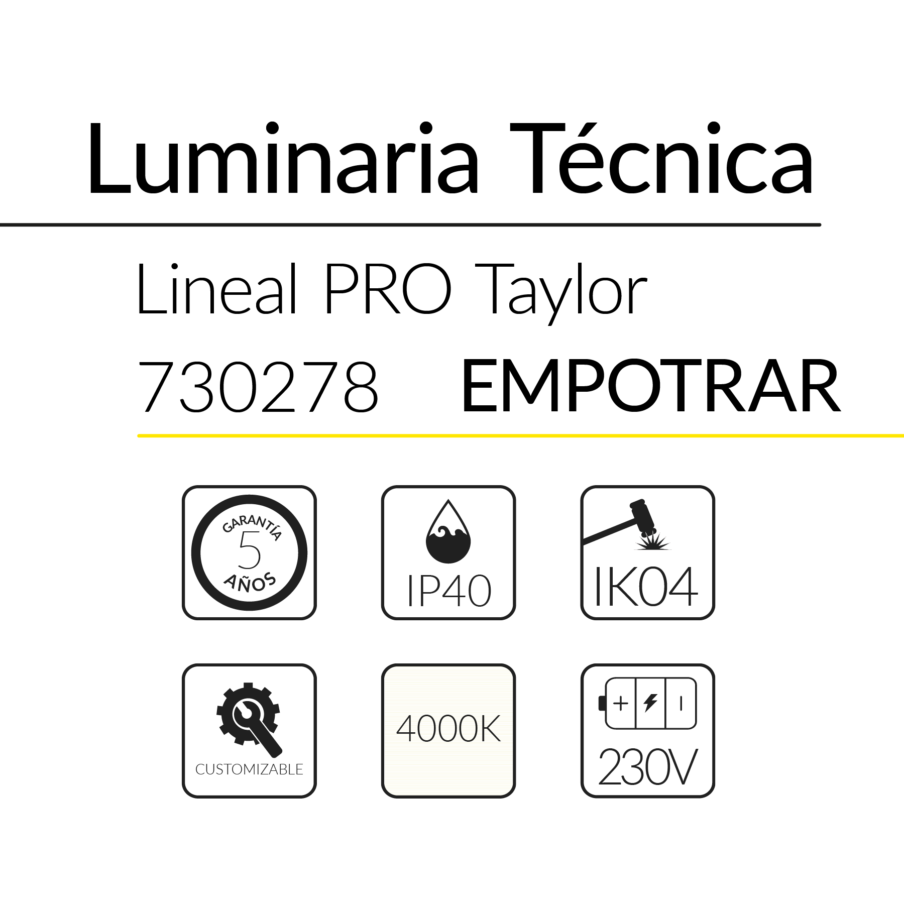 17.2 Taylor Lineal Empotrar 40W 4000K Blanco 70x60mm 1410mm BLUELed 730278 efecto hover Solmad