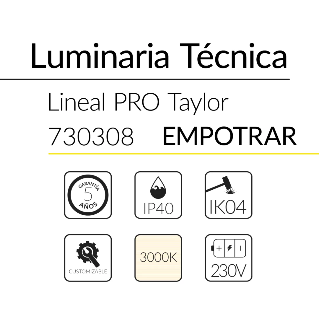 19.2 Taylor Lineal Empotrar 48W 3000K Blanco 70x60mm 1690mm BLUELed 730308 efecto hover Solmad