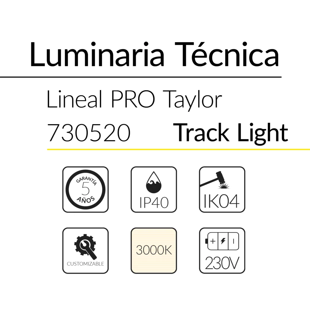 22.2 Taylor Lineal Track Light 48W 3000K Negro 50x60mm 1690mm BLUELed 730520 efecto hover Solmad