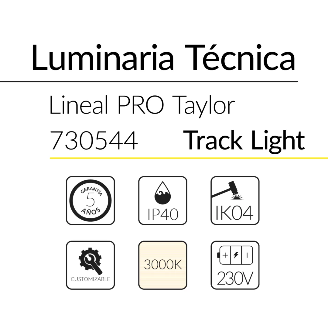 23.2 Taylor Lineal Track Light 48W 3000K Blanco 50x60mm 1690mm BLUELed 730544 efecto hover Solmad