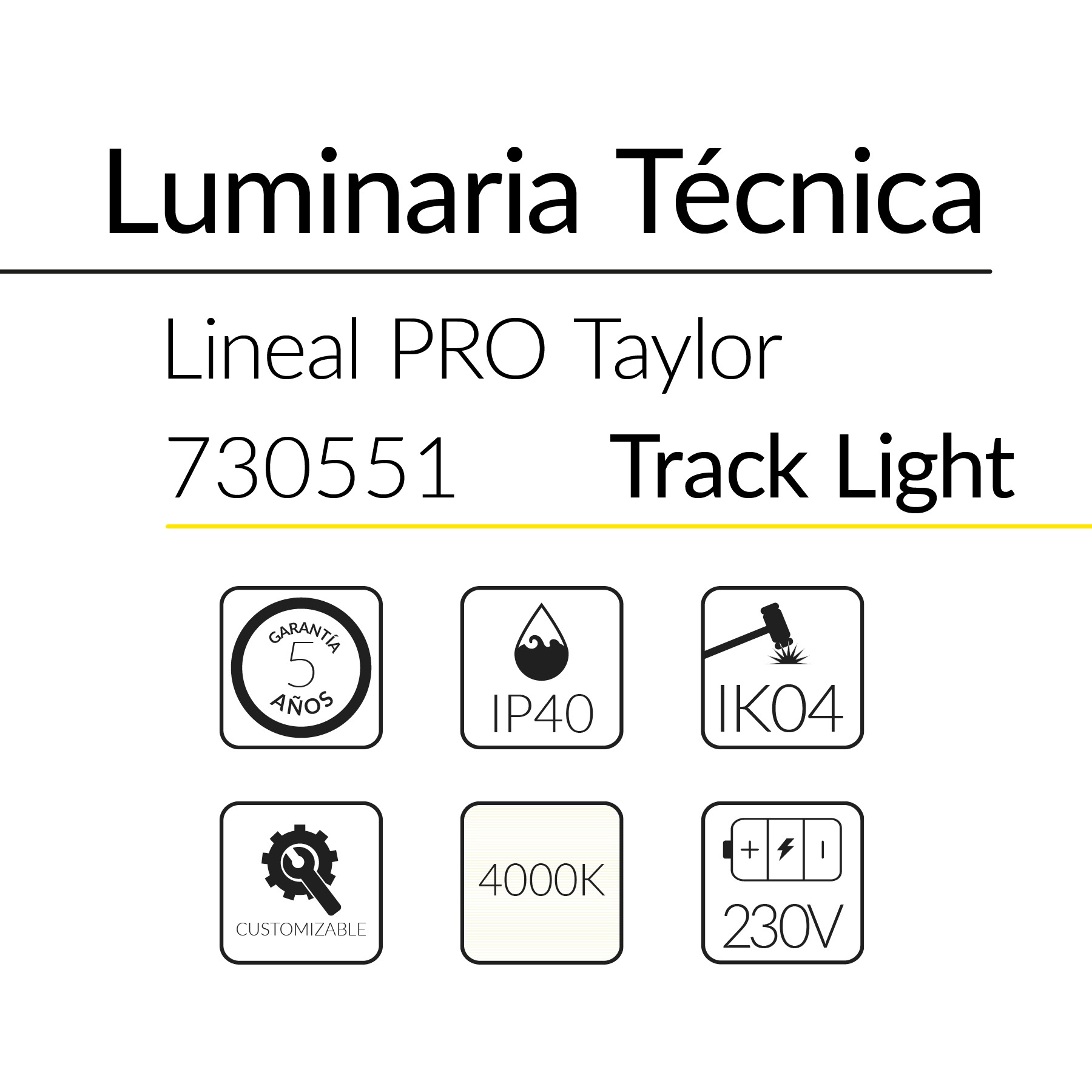 24.2 Taylor Lineal Track Light 48W 4000K Blanco 50x60mm 1690mm BLUELed 730551 efecto hover Solmad