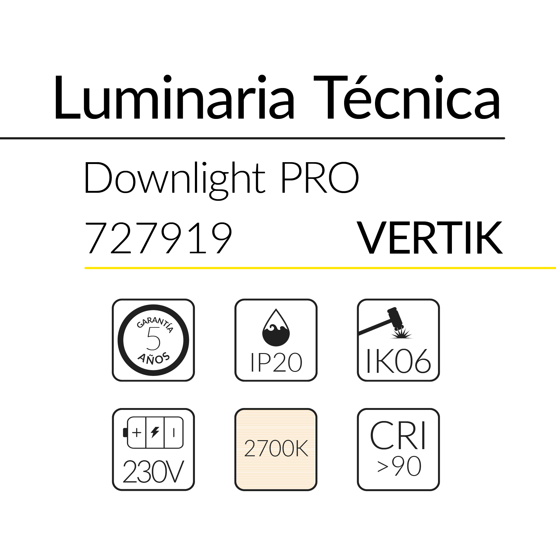 30.2 Downlight PRO Vertik 12W 36D 2700K Negro BLUELed 727919 efecto hover Solmad